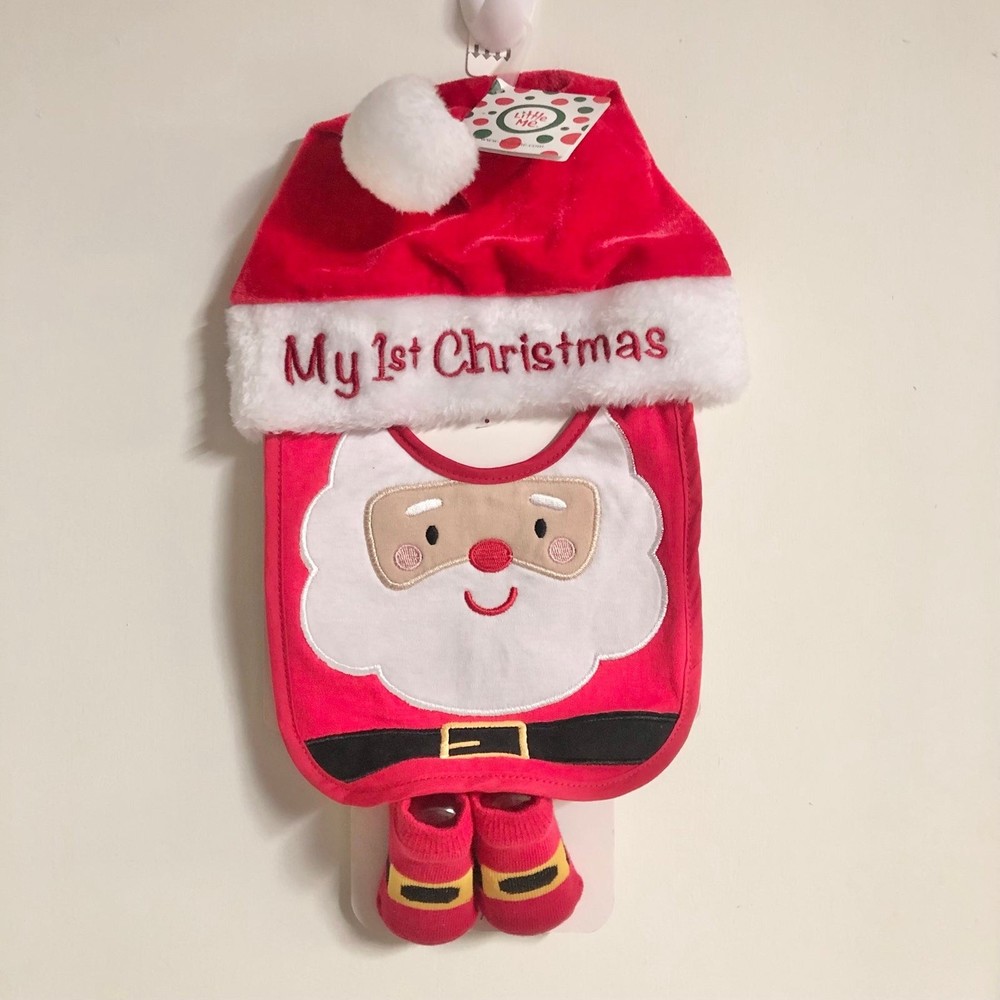 NWT My First Christmas hat, bib, & Bootie set (K15)